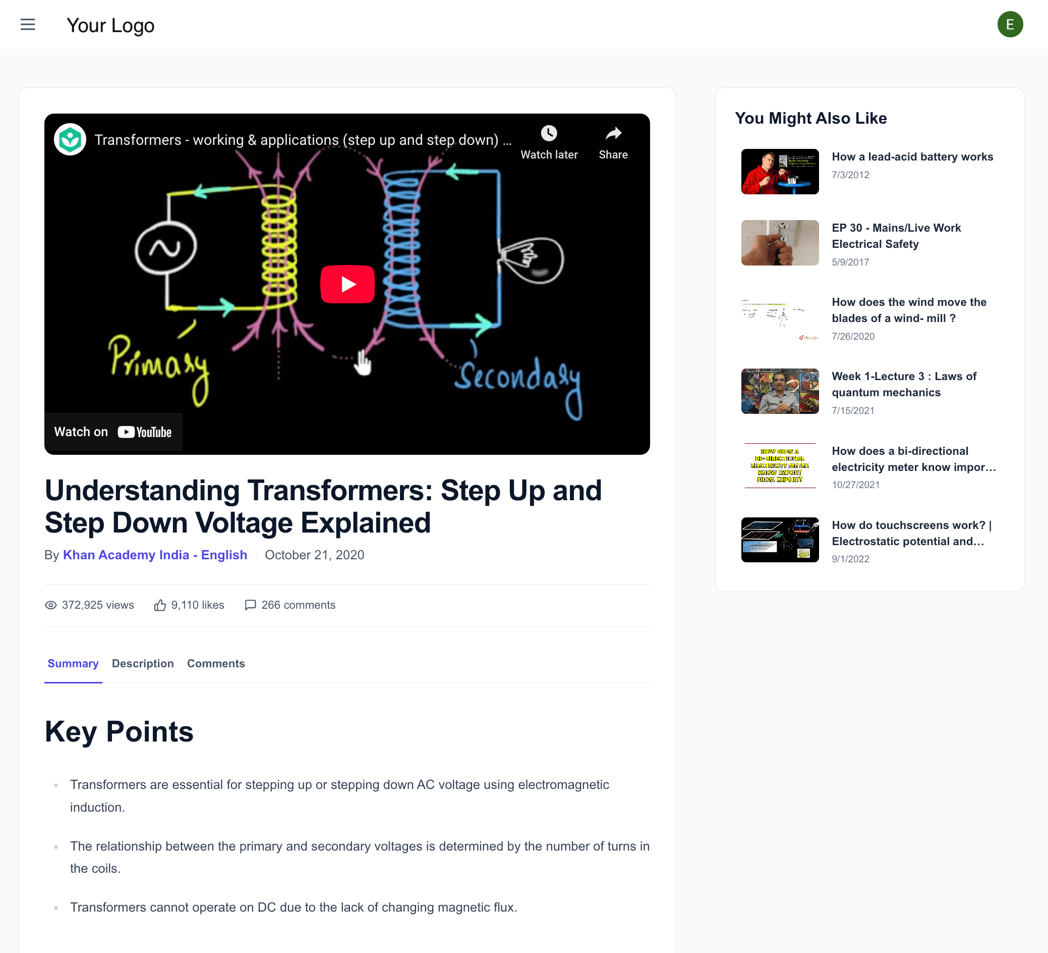 Screenshot of a published blog post generated by ReContxt on a custom domain